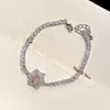 Estrelas Azul Oceano! Pulseira de Zircônia Flor Rosa para Mulheres, Fashion, Luxuosa, Versátil, de Nicho, Pulseira de Alta Qualidade para Mulheres