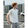 Camiseta masculina de verão fina e respirável, estilo old money branco, de tricô vazado, manga curta, gola redonda, estilo maduro, com toque de luxo
