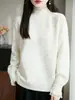Suéter casual de lana fina con cuello de encaje, corte holgado y cómodo, exquisito diseño de encaje, versátil para el uso diario en otoño e invierno