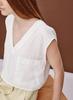 Top Corto de Lino Puro de Alta Gama con Cuello en V, Versátil Estilo Nuevo de Verano, Camiseta sin Mangas Suelta de Estilo 'Old Money' para Mujer