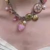 Collar de Perlas Rosa con Fresas Personalizado Retro Diseño de Nicho Elegante con Estilo Exquisito Versátil Collar de Moda