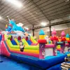 Castelo inflável grande para playground infantil com escorrega combinado, brinquedos de parque de diversões ao ar livre, trampolim e jogos de circuito de obstáculos