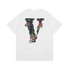 Camiseta deportiva informal de manga corta con estampado en V grande de VLONE, marca de moda transfronteriza europea y americana de 2024, para hombres y mujeres.