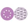 Lixa Roxo 360A 5 Polegadas 8 Furos com Suporte Veludado para Remoção de Ferrugem em Metal, Lixa d'Água para Marcenaria, Polimento, Lixa Autoadesiva