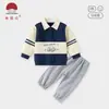 Conjunto de bebé 2026 nuevo estilo primavera y otoño para niños, sudadera y pantalón de chándal con cuello polo de caballero para niños, conjunto de dos piezas