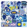 57 pegatinas sencillas y frescas con caritas sonrientes azules para fundas de teléfono y portátiles, pegatinas decorativas impermeables.