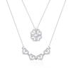 Colar S925 feminino de prata esterlina com diamantes e quatro folhas de flores, estilo Mori, com design de duas peças, corrente de clavícula