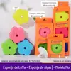 Desenho animado criativo smiley esponja limpar imitação luffa esponja pano de limpeza lavar tigela limpar cozinha limpeza favo de mel esponja bloco