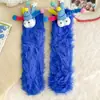 Calcetines de Piso para Adultos y Niños, Calcetines de Felpa con Ojos Grandes de Oruga Peculiar y Lindos para Mujer, Calcetines de Invierno Cálidos Lindos hasta la Mitad de la Pantorrilla para Dormir