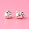 Pulsera Tejida Cuentas Separadoras Gatito Plata Pura 999 Unisex Pareja Par Mejor Amigo Estilo Pulsera de Dos Personas Regalo