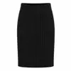Saia de tricô cintura alta com fenda em estoque transfronteiriça para mulheres, vestido de tricô slim fit outono e inverno, saia de tricô cor sólida