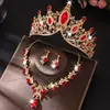 Stock Listo Vestido de Novia al por Mayor con Joyería para Novia Corona Collar Pendientes Conjunto de Dos Piezas Joyería de Aleación para Mujer Ecológico