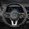 Capa para Volante Mercedes GLA Modelos 15-24 200/220 Ultra-fina Couro Genuíno Camurça Fibra de Carbono Capa Universal para Pegada Todas as Estações
