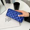 Puntada de Rombo Simple Color Sólido Tendencia de Moda PU Cartera de Mano para Mujer Elegante Charol Cara Brillante Bolso Pequeño