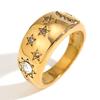Anillo Explosiones Personalidad Temperamento Moda Europea y Americana Acero Inoxidable Chapado en Oro de 18K Diamante Blanco Estrella Luna Pulsera Aretes para Mujeres