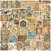 50 Adesivos de Grafite de Mapa de Viagem Retro de Desenho Animado Guitarra Caderno Mala DIY Adesivos à Prova d'Água Lote Transfronteiriço