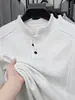 Mercadorias de Hangzhou 270g Moletom com gola Henley masculino gola alta meio botão manga longa top camiseta outono e inverno fonte direta da fábrica