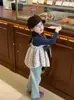 Conjunto Feminino Outono Inverno Colete Floral Peludo Vestido Estilo Coreano Chique Roupa de Baixo para Bebê Jeans Peluciado