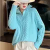 Suéter de Invierno 2026 Estilo Nuevo con Cremallera y Cuello Alto Engrosado para Mujer, Estilo Coreano Holgado, Moda Perezosa Versátil de Punto