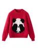 Novo Suéter de Lã com Gola Redonda para Crianças Outono/Inverno 2025 Jacquard de Urso Panda Espesso Suéter para Meninos Suéter para Meninas Camisa Base