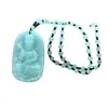 Collar de suéter largo y chic con colgante de vidrio imitación jade y colgante de amatista rosa de la suerte, estilo coreano para mujer, combinable