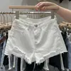 Shorts de Mezclilla de Lana para Mujer Populares en Internet Estilo ins Nuevo Talla Grande para Chicas Gorditas Sueltos Coreanos de Línea A Agujeros Pantalones Cortos Calientes para Verano