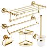 Juego colgante de herrajes para baño de cobre macizo chapado en oro estilo europeo, colgante de oro de lujo, estante para toallas de baño antiguo, estante, juego de almacenamiento