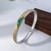 Pulsera de plata 9999 con detalles dorados, esmalte de miles de millas de ríos y montañas, nubes auspiciosas, montañas verdes, aguas verdes, figura de montañas y ríos, pulsera de plata de ley