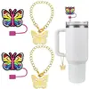 (2+2) Cubierta de Popote de Flor para Accesorios de Taza Stanley 10 mm Silicona Reutilizable