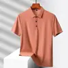 Camisa Polo popular sem costura de seda gelada de alta elasticidade estilo japonês e coreano para homens, camiseta de manga curta de nylon-spandex de secagem rápida para negócios de verão fabricante