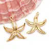 Aço Inoxidável Colorido Concha Strass Caranguejo Pérola Imitação Estrela do Mar Artesanal DIY Colar Brincos Pingente de Chave Acessórios de Joias