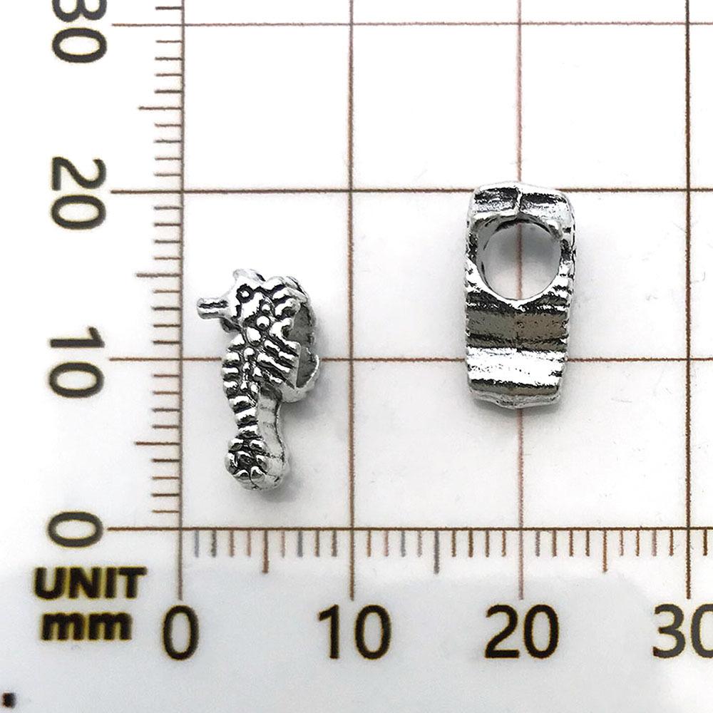 15664-X2-古银锌合金海马潘家大孔珠6x12-1g-孔