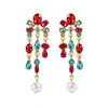 Pendientes europeos y americanos transfronterizos de pedrería colorida, juego de joyas de collar de cuentas hecho a mano, joyería moderna de estilo dopamina para uso diario