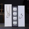Juego de Tazas de Té de Porcelana Blanca con Cuatro Tazas, Juego en Caja de Regalo, Regalo Souvenir