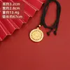 Artesanato Tradicional Antigo, Incrustação de Pedras Preciosas Luxuosa, Design de Flor Esculpida Oca, Colar Pingente Redondo com Peixe Koi e Vagem de Lótus, Ouro de Areia Vietnamita, Padrão de Nuvem, Item Popular para Transmissão ao Vivo