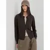 Qiaomi STUDIO Blusa Longa de Manga Longa Color Block Falsa de Duas Peças Cardigan de Tricô de Lã de Ovelha Feminino 2026 Outono Nova Chegada