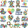Tema Conciencia del Autismo Bordado Tela Adhesiva Bolsa Parche para Vestir Color Rompecabezas Etiqueta Bordado Computarizado Capítulo de Planchado