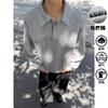 Sudadera Retro Americana con Media Cremallera para Hombre Otoño Americana Cleanfit Camiseta Pesada de Manga Larga Camisa Polo de Moda