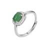 S925 prata retro anel geométrico mulheres incrustadas ágata anel feminino oval simples anel joias de nicho atacado