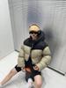 Jaqueta Puffer Curta Color Block de Penas de Pato Brancas para Mulheres, Novo Estilo Inverno 2026, Com Capuz, Modelagem Solta, Casaco Puffer Quente para Casais