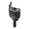 Cargador de Coche con Pantalla Digital y Cable Retráctil, Cargador Rápido para Coche PD, Carga Súper Rápida, Adaptador de Encendedor de Cigarrillos Cinco en Uno, Transfronterizo