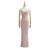 Vestido Longo Sexy de Verão com Cintura Marcada Emagrecedor Cauda de Peixe Bodycon com Alças Finas para Mulheres, Camisa com Proteção Solar, Blusa, Jaqueta, Slim Fit