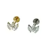 Brincos e Piercings Labiais F136 de Titânio com Três Pedras, Diamantes Marquise Cravejados, Zircônia Super Brilhante, Fabricante Transfronteiriço, Joias para Body Piercing Totalmente em Titânio