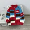 Suéter cardigan listrado colorido estilo retrô americano, bloco de cores, unissex, modelagem solta, casual, gola redonda, perfeito para casais