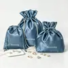 Bolsa personalizada de satén con doble cordón, bolsa de almacenamiento de satén de seda sintética, bolsa de tela para joyas y regalos