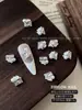 Decoraciones para Uñas White Small Flower Zircon Stacked Rhinestone, Perla 3D Cuadrada de Lujo Ligero Sin Base, Pedrería al por Mayor