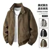 Marca moderna estilo americano, nova coleção de outono, jaqueta retrô com gola alta, masculina, modelagem solta, jaqueta estilosa de couro PU, uso casual para adolescentes