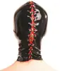 Máscara de Látex para Halloween con Capucha de Goma Unisex para Fiesta Ropa Sexy con Cordones Máscara de Juego para Adultos Bdsm