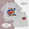Carros Relâmpago McQueen Conjunto Infantil Duas Peças Roupa de Verão para Meninos Algodão Puro Estampa de Desenho Conjunto de Shorts de Manga Curta