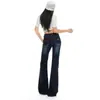 Jeans Elásticos de Tiro Alto Color Café con Microbota para Mujer 2026 Otoño Nueva Llegada Corte Delgado Modernos Sencillos Versátiles Acampanados